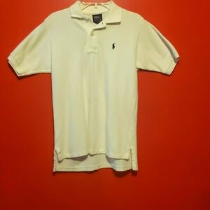 Polo By Ralph Lauren Youth's Collared White Polo Shirt with Horse Insignia